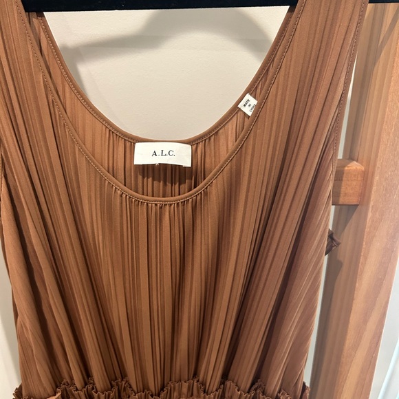 A.L.C. Val Pleated Drawstring-Waist Midi-Dress size L - Picture 4 of 4